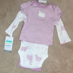 Child of Mine made by Carter's 3- piece girls purple lamb set
